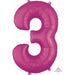 34 Inch Pink Number 3 Foil Balloon