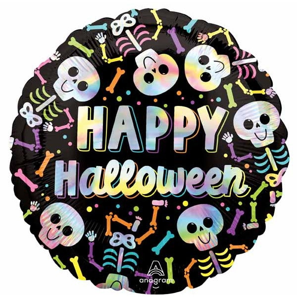 Bare Bones Halloween 18" Round Holographic Foil Balloon