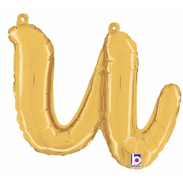 14" Gold Script Letter U Balloon