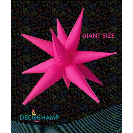 DecoChamp 60-Inch Neon Pink Starburst Foil Balloon