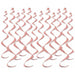 Rose Gold Metallic Whirls Hanging Decorations, 12 Pack