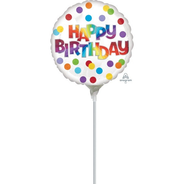 Happy Birthday Dots of Colour 9" Round Foil Balloon