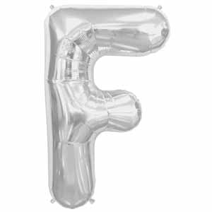 34-Inch Silver Letter F Balloon