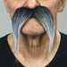 Grey Long Western Self-Adhesive Moustache