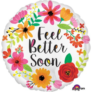 Feel Better Floral Wreath 18-Inch Foil Balloon