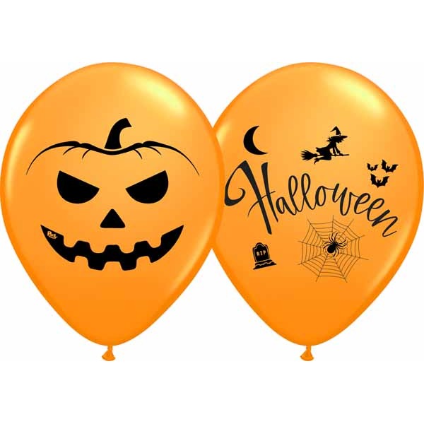 Orange Halloween & Pumpkin 12-Inch Latex Balloons, 50 Count