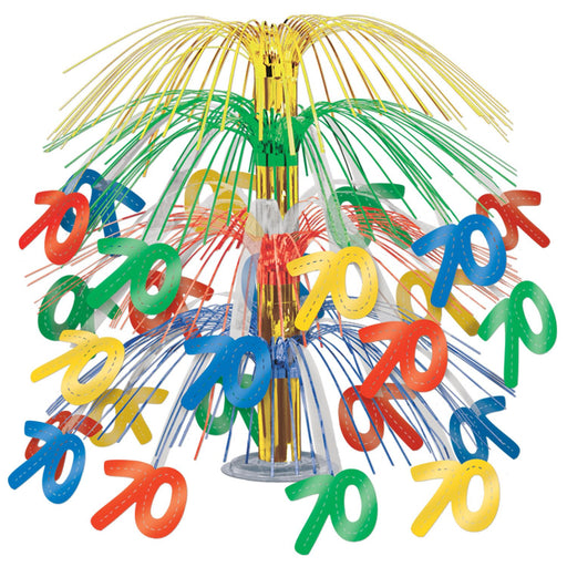Timeless Jubilee: Multicolor 70th Birthday Cascade Centerpiece (1/Pk)
