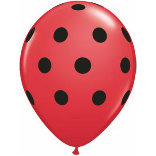 "50-Count Big Polka Dot Red And Black Balloons"