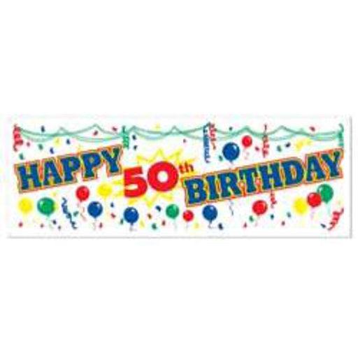 "50Th Birthday Banner - 5' X 21" Happy Celebration Decoration"