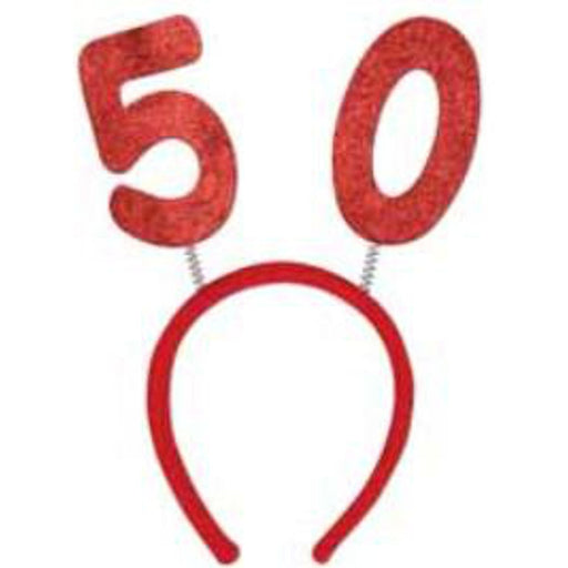 50 Glittered Boppers Red Glitter Tiara Head Boppers for Your 50th Birthday (3/Pk)