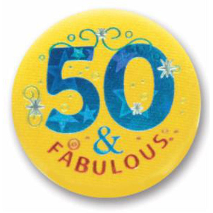 "50 & Fabulous Satin Button (Pack Of 6)"