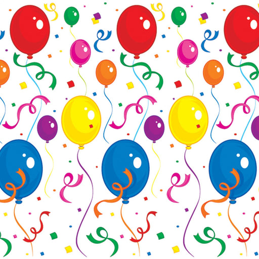Festive Spectacle Multicolor Balloons & Confetti Backdrop (4' x 30') (3/Pk)