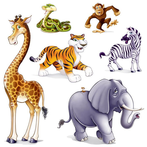Wild Safari Delight: Multicolor Jungle Animal Props Decoration (6/Pk)