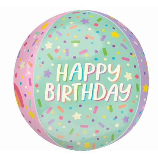 Ice Cream Party Happy Birthday 16-Inch Orbz Foil Balloon