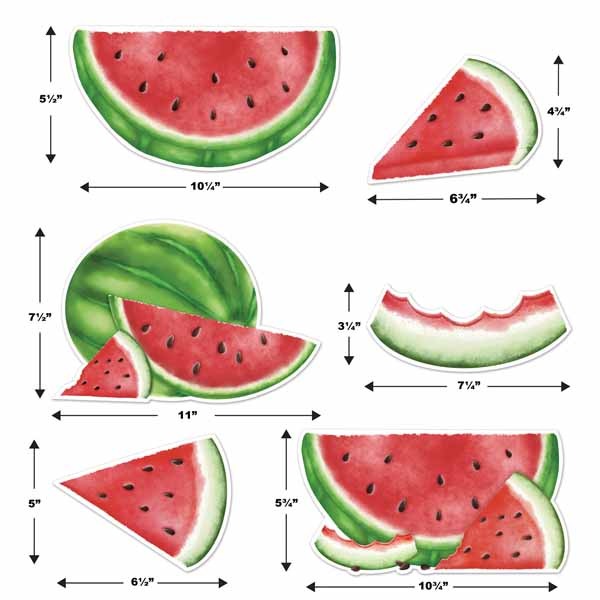 Watermelon Cutouts, 6 Pack