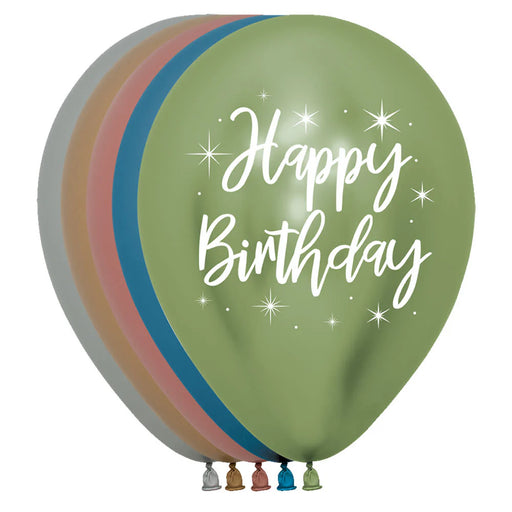 Radiant Birthday Wishes: Happy Birthday Reflex Balloon Bouquet! (1/Pk)