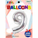 Silver Number 9 Foil Balloon, 34 Inch
