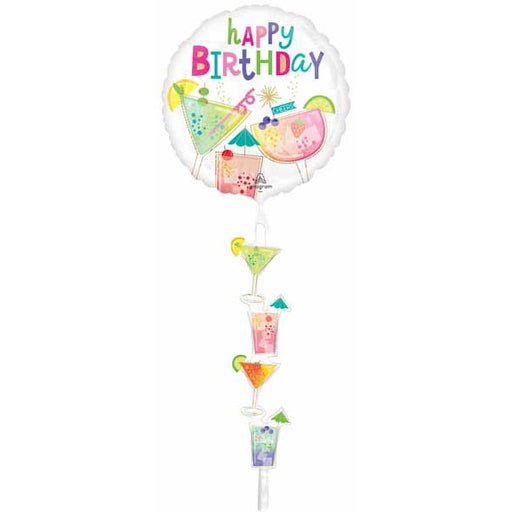 Cocktail Surprise Happy Birthday AirWalker Balloon, 69 Inch