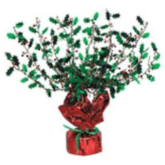 Holly & Berry Gleam Burst Christmas Centerpiece, 15 Inch
