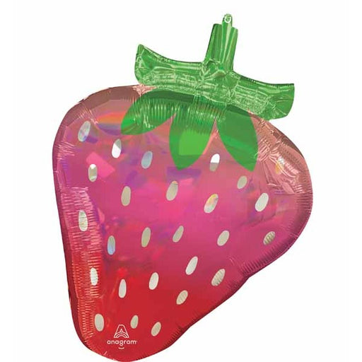 27-Inch Holographic Strawberry Foil Balloon