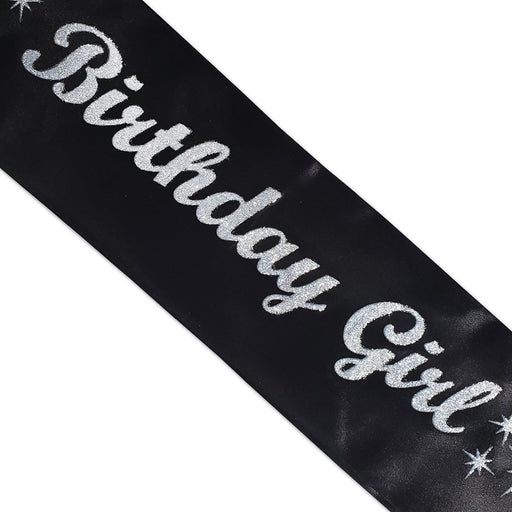 Glittered Birthday Girl Satin Sash: Elegant Party Accessory (1/PK)