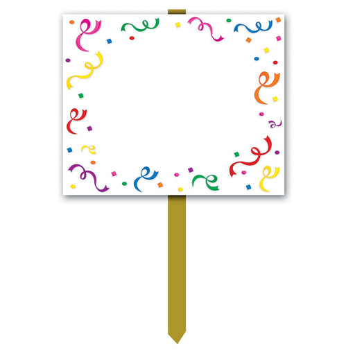 Personalizable Blank Yard Sign with Colorful Confetti Border 