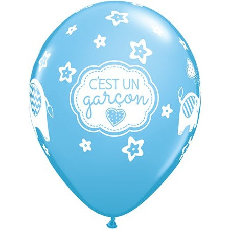 11-Inch C'est un Garçon Elephant Latex Balloons, 50 Count