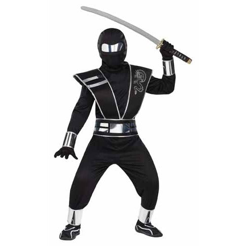 Boys' Silver Mirror Ninja Costume, Size 8-10
