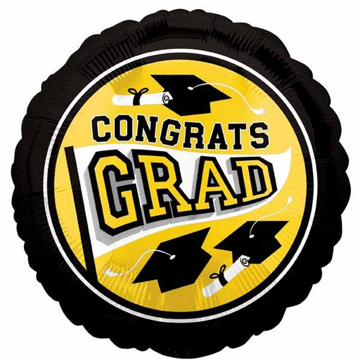 True to School Yellow 18" Round Graduation Foil Balloon