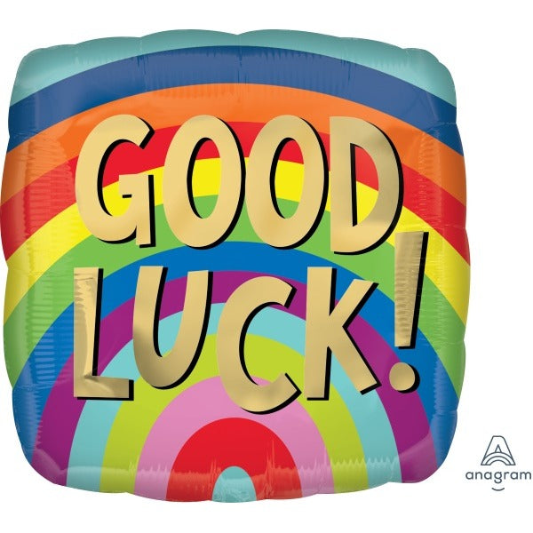 Good Luck Rainbow 18" Square Foil Balloon
