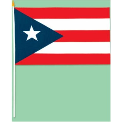 11"X18" PUERTO RICAN FLAG RAYON W/22" SK