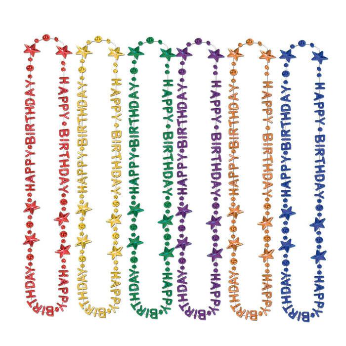 Happy Birthday Beads Of Expression Multicolored Bead Necklaces (3/Pk)