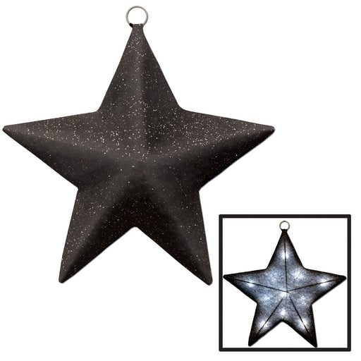 16" Light-Up Sparkle Star - Black/Silver (1/Pk)