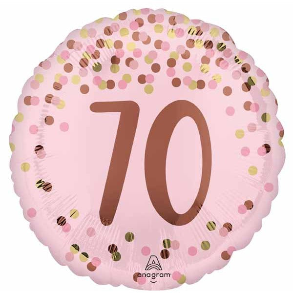 Pretty Pink 70th Birthday Round Foil Balloon, 18 Inch