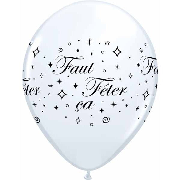 Faut Fêter Ça White 12-Inch Latex Balloons, 50-Pack