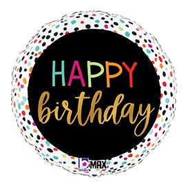 Colourful Dots Birthday Foil Balloon, 18 Inch Round