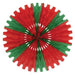 Red and Green Tissue Fan Decoration, 25 Inch