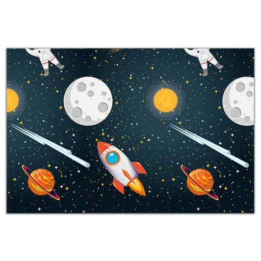 Rocket Space Plastic Tablecover, 47 x 70 Inches