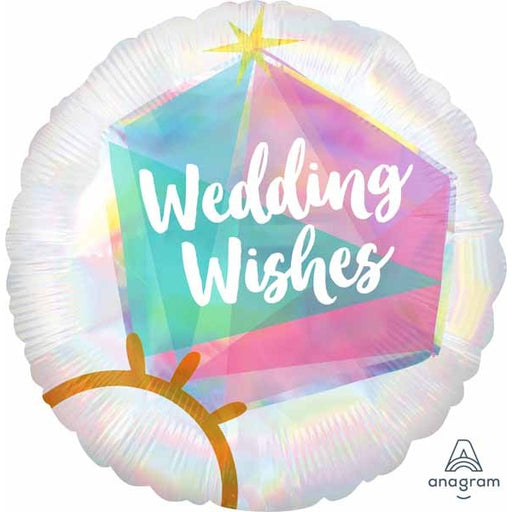 Wedding Ring 18-Inch Round Holographic Foil Balloon