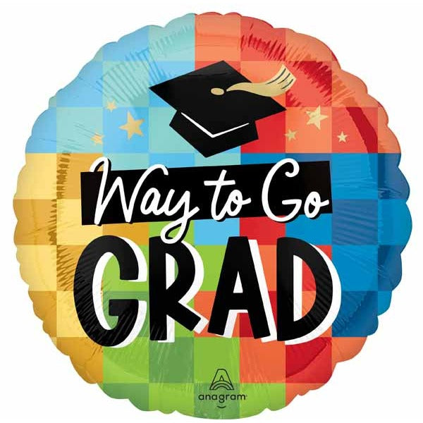 Way to Go Grad 18 Inch Round Foil Balloon