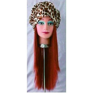 16-Inch Auburn Costume Wig with Animal Print Hat
