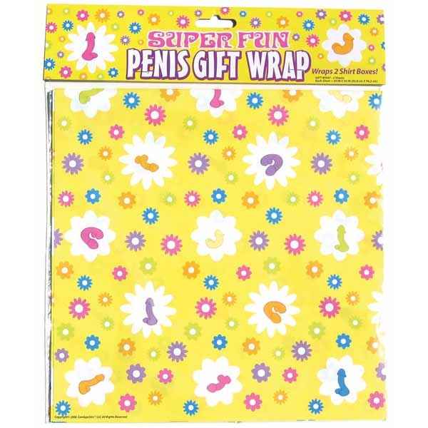 Super Fun Penis Print Gift Wrap, 2 Sheets