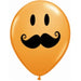 5-Inch Smile Face Mustache Latex Balloons, 100 Count