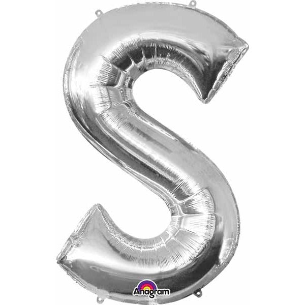 34-Inch Silver Letter S Foil Balloon