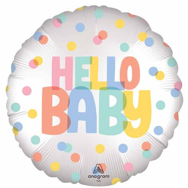 Modern Hello Baby 18-Inch Round Satin Foil Balloon