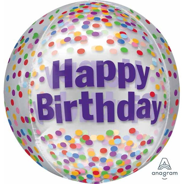 Happy Birthday Funfetti Orbz 16-Inch Foil Balloon