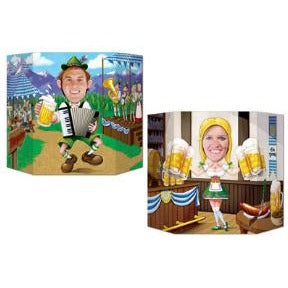 Double-Sided Oktoberfest Photo Prop with Male and Female Designs