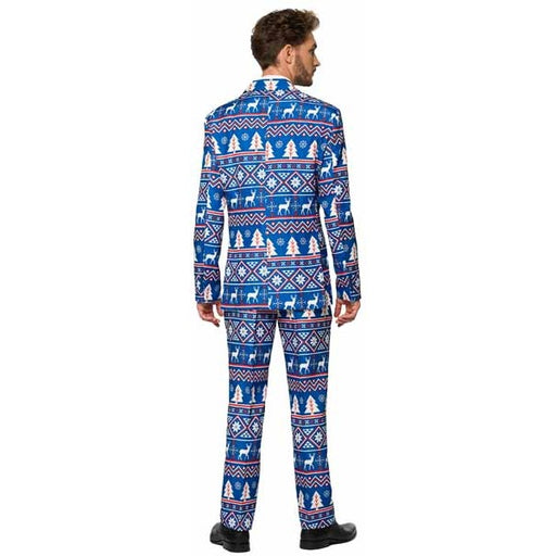 Suitmeister Men's Blue Nordic Christmas Suit, XX-Large