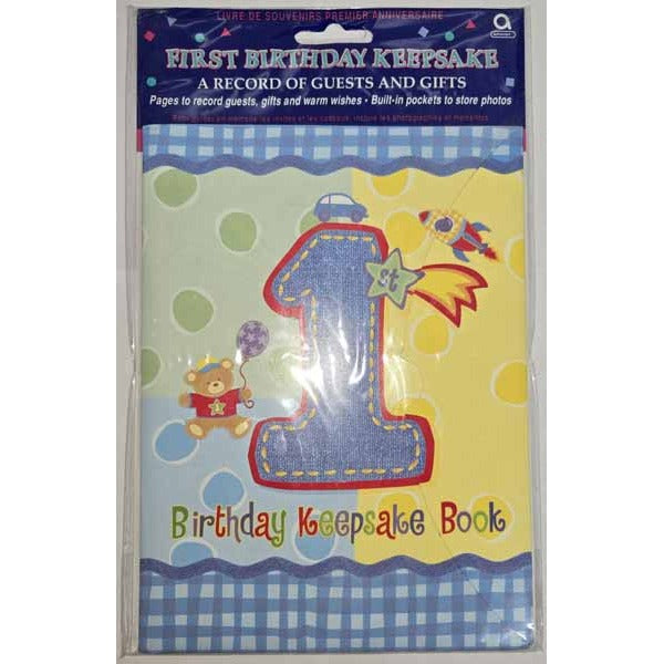 Hugs and Stitches Boy 1st Birthday Keepsake Book