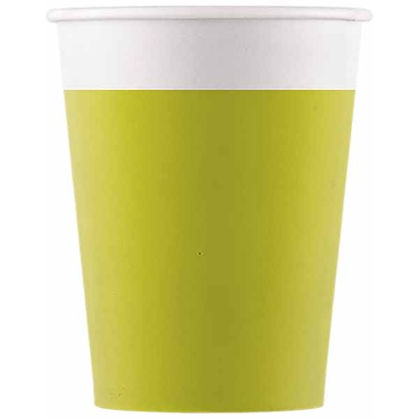 PAPER CUPS 7 OZ 8/PK SOLID LIME GREEN